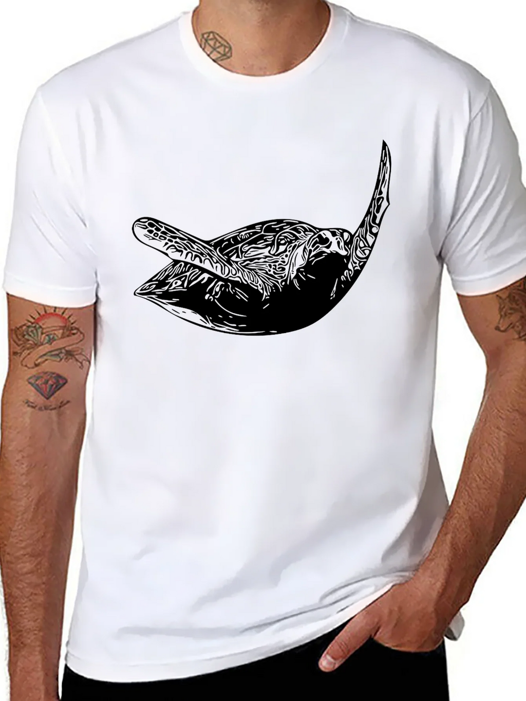 Mens Black Sea Turtle Graphic Tee product image 7