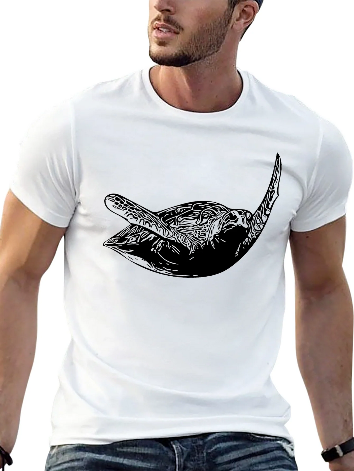 Mens Black Sea Turtle Graphic Tee product image 12