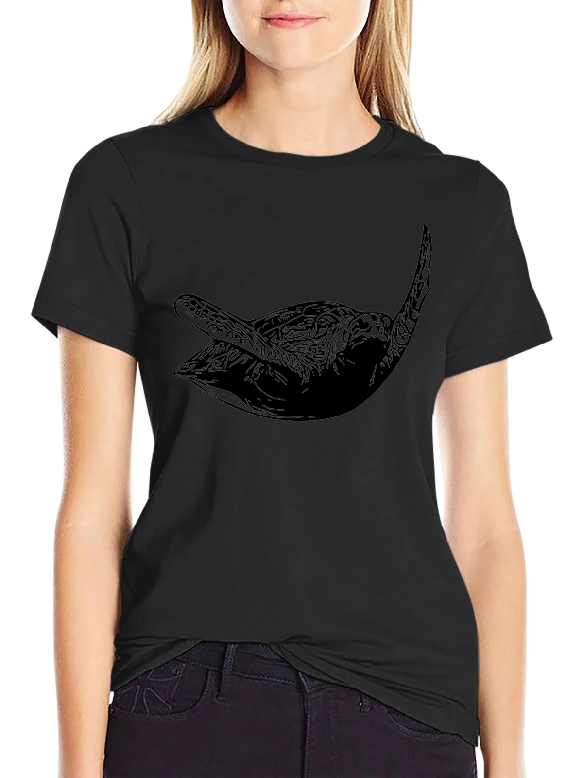 Mens Black Sea Turtle Graphic Tee product image 2