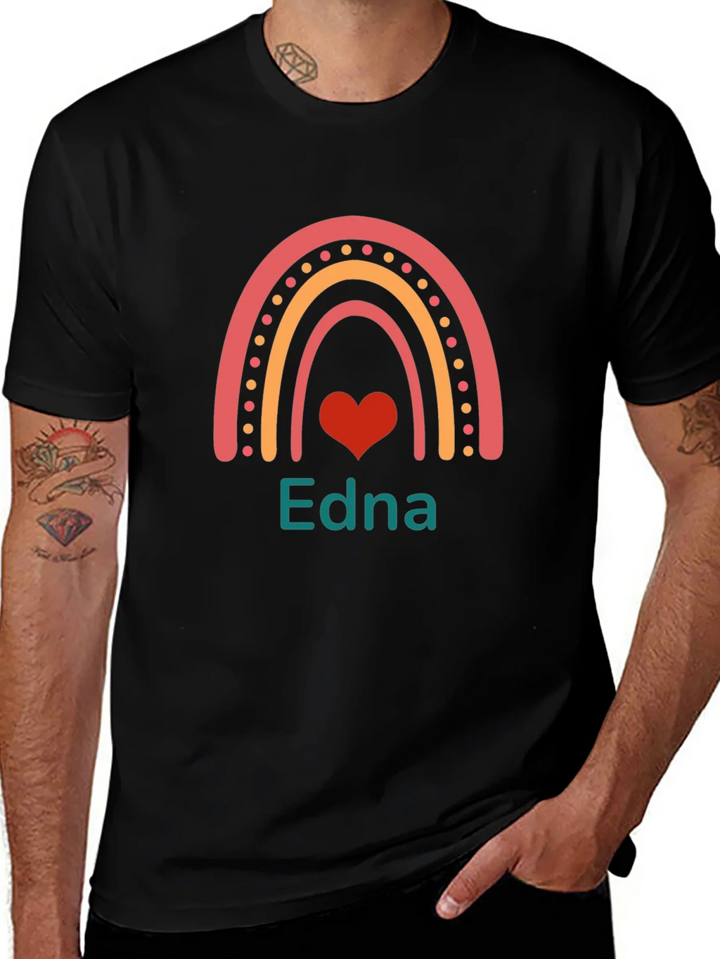 Edna Rainbow Heart Personalized T-Shirt product image 1