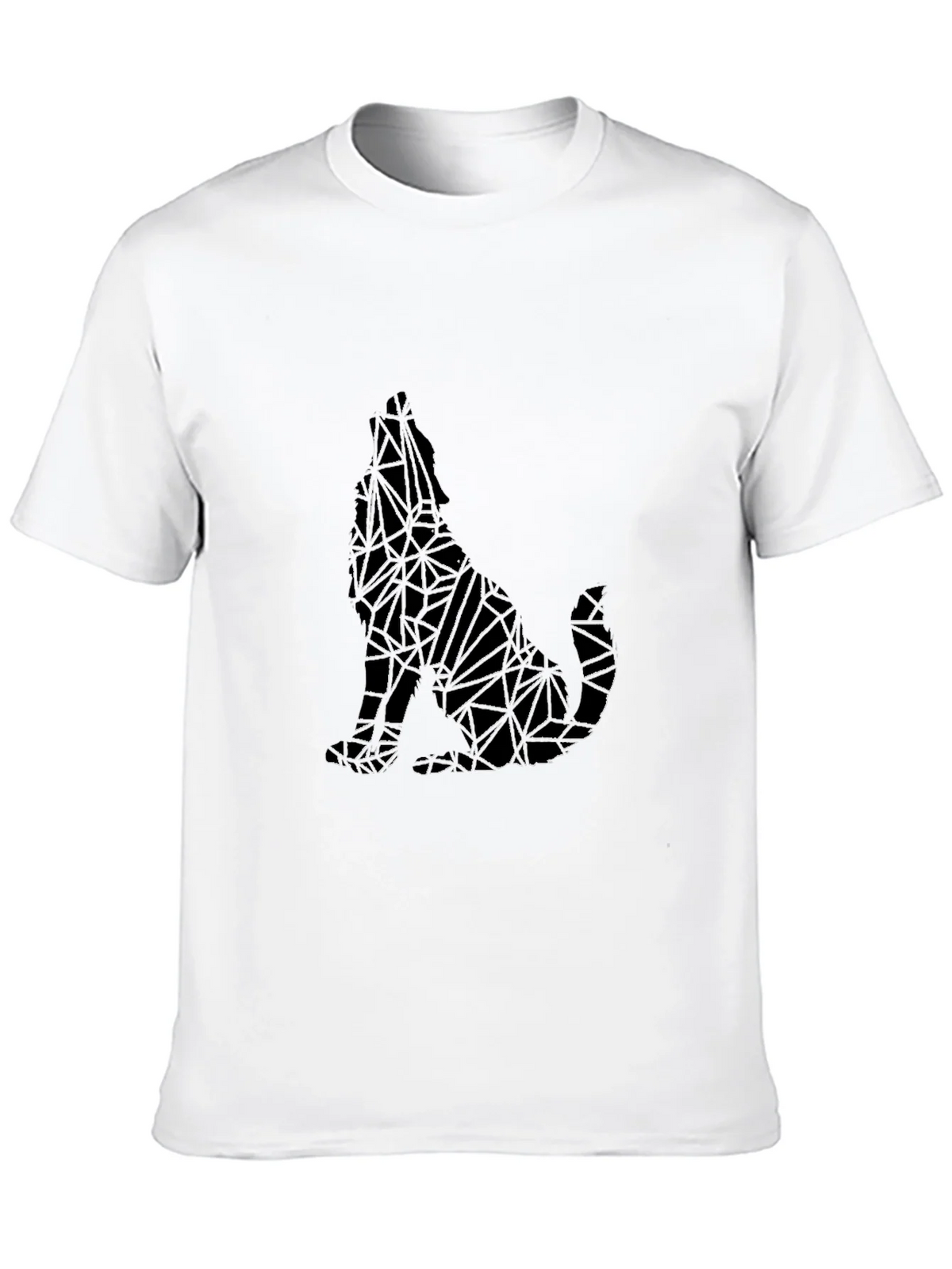 Geometric Wolf Graphic Print Black T-Shirt product image 6