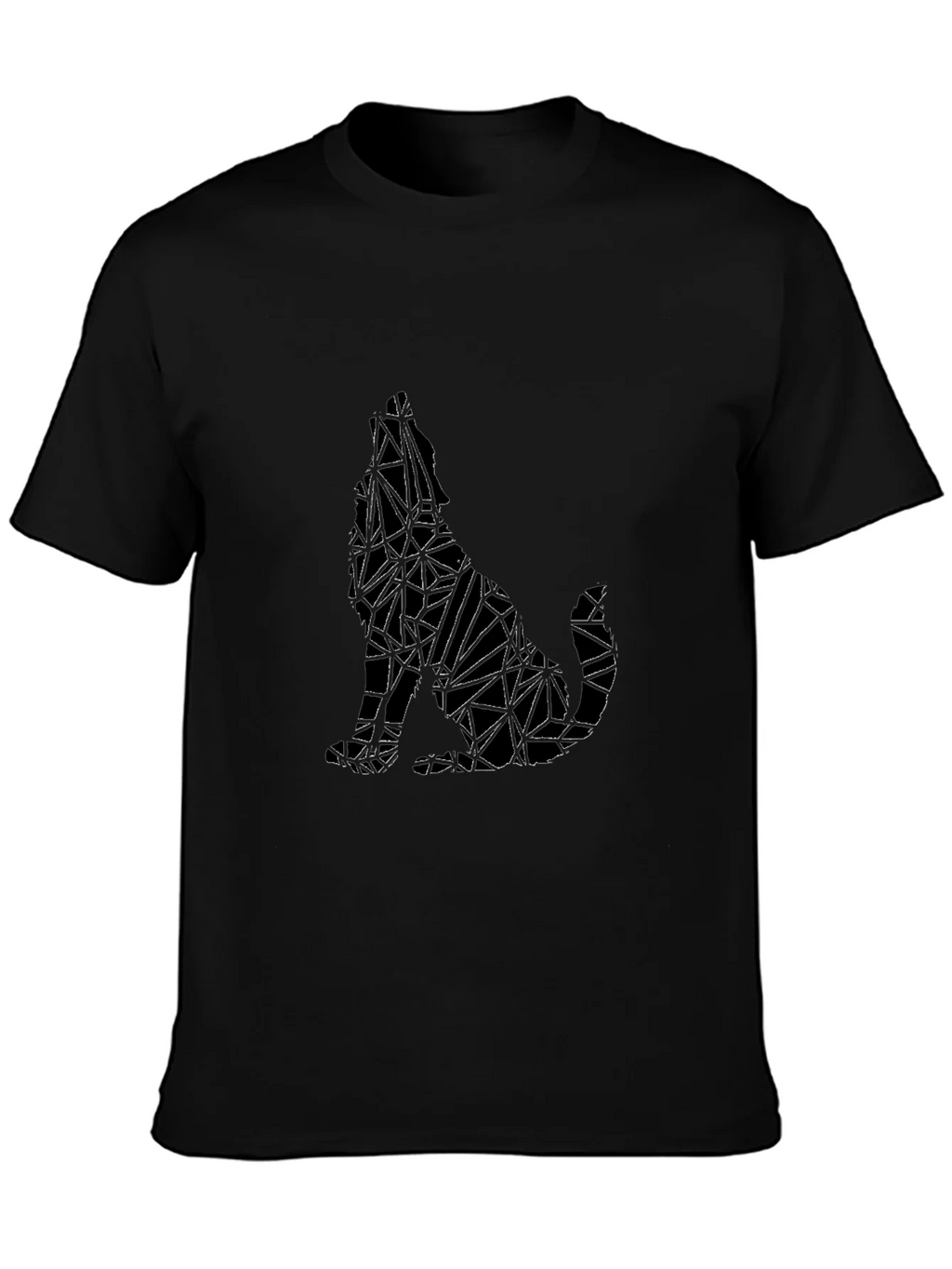 Geometric Wolf Graphic Print Black T-Shirt product image 2