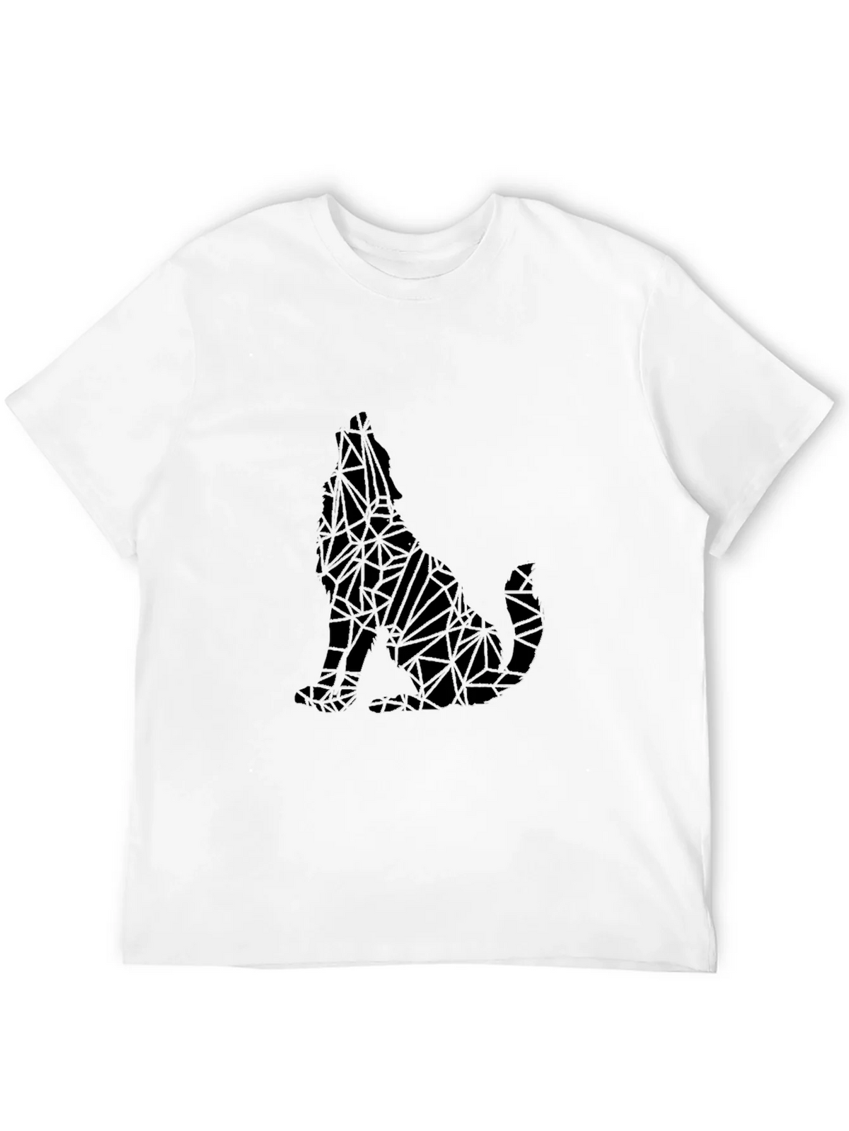 Geometric Wolf Graphic Print Black T-Shirt product image 8