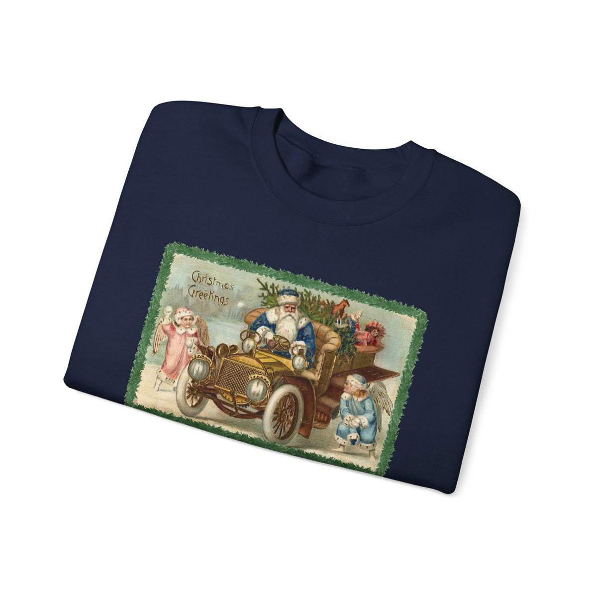 Snowball Fighting Angels with Santa 1900s Vintage Graphic product image 6