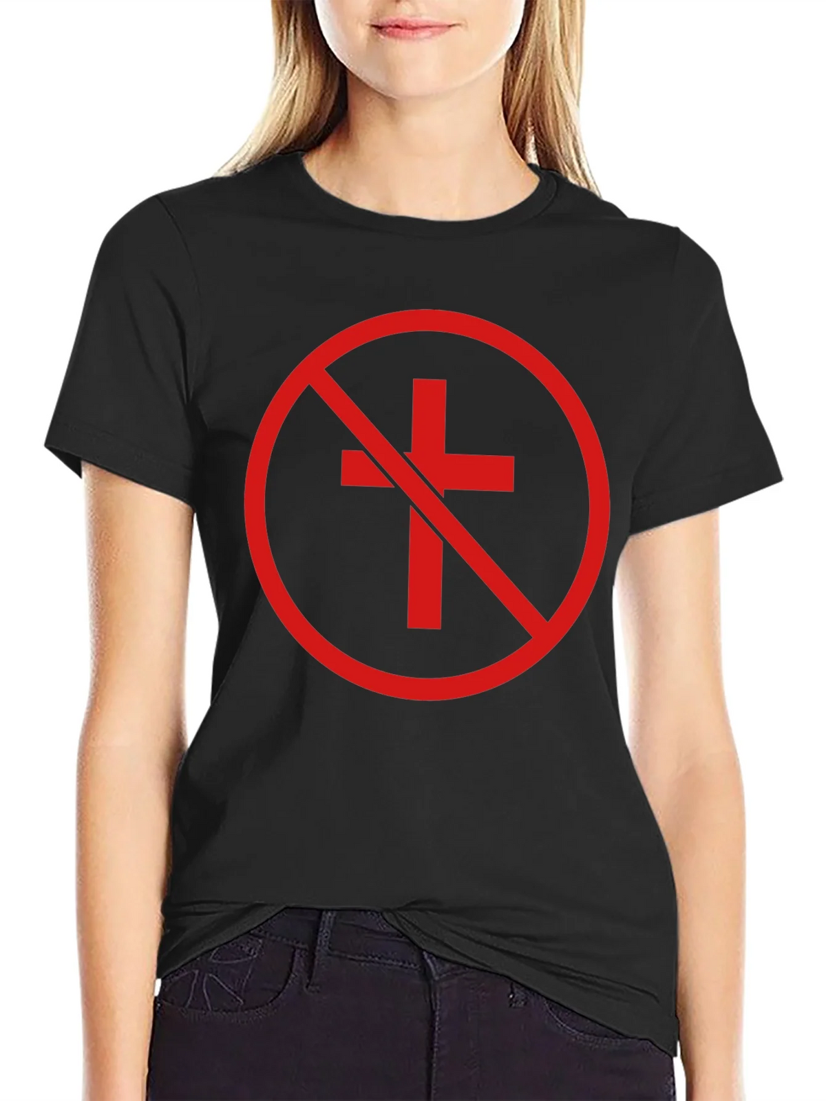 Anti-Christian Cross T-Shirt - Atheist Symbol product image 2