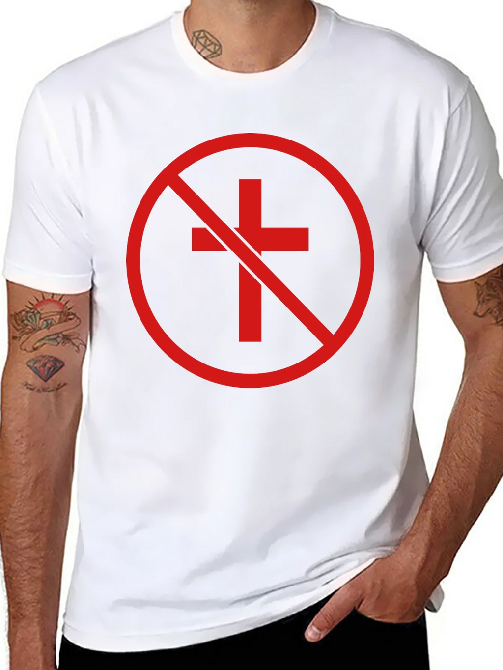Anti-Christian Cross T-Shirt - Atheist Symbol product image 7