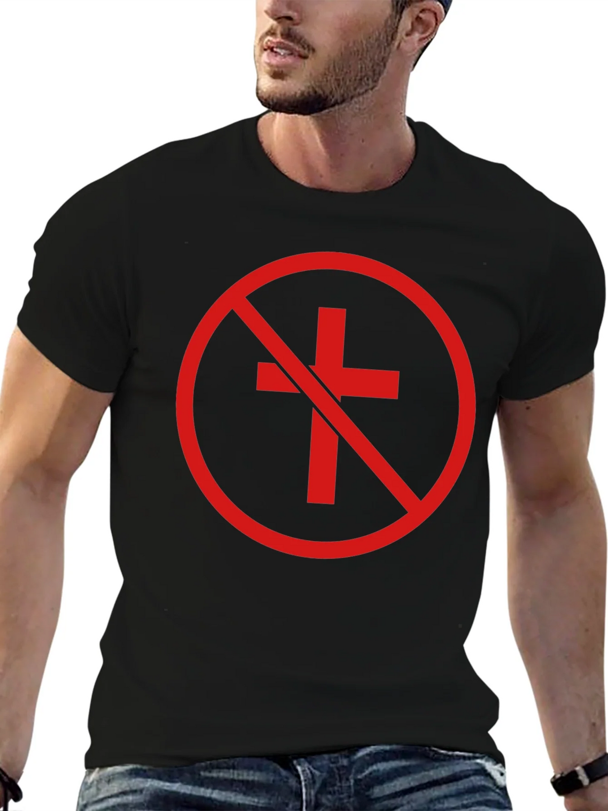 Anti-Christian Cross T-Shirt - Atheist Symbol product image 6