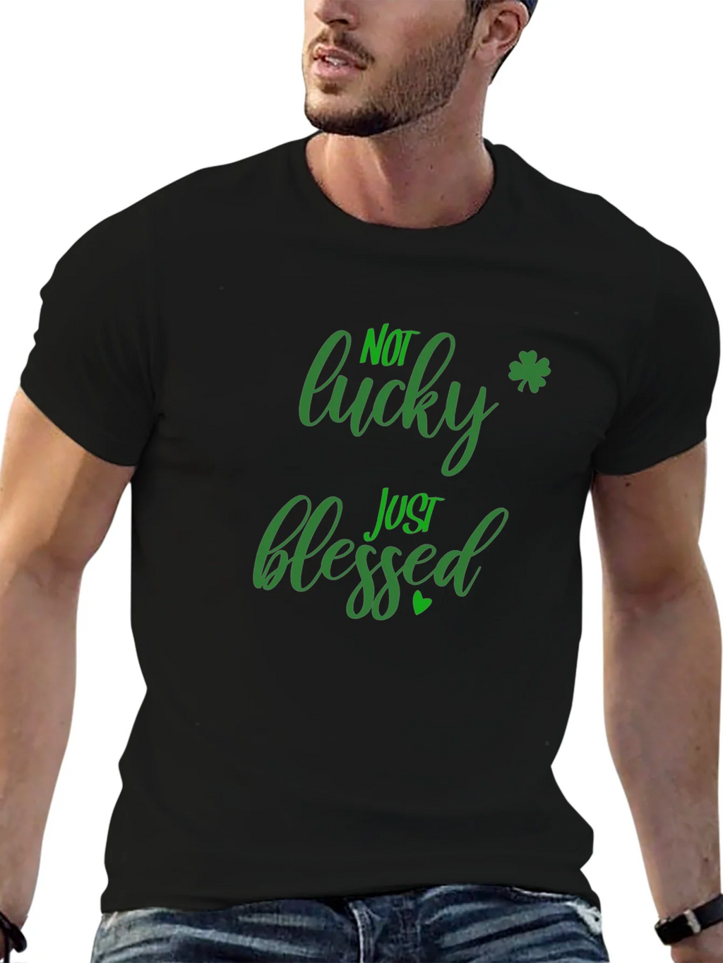 Not Lucky Just Blessed St. Patricks Day Black T-Shirt product image 6