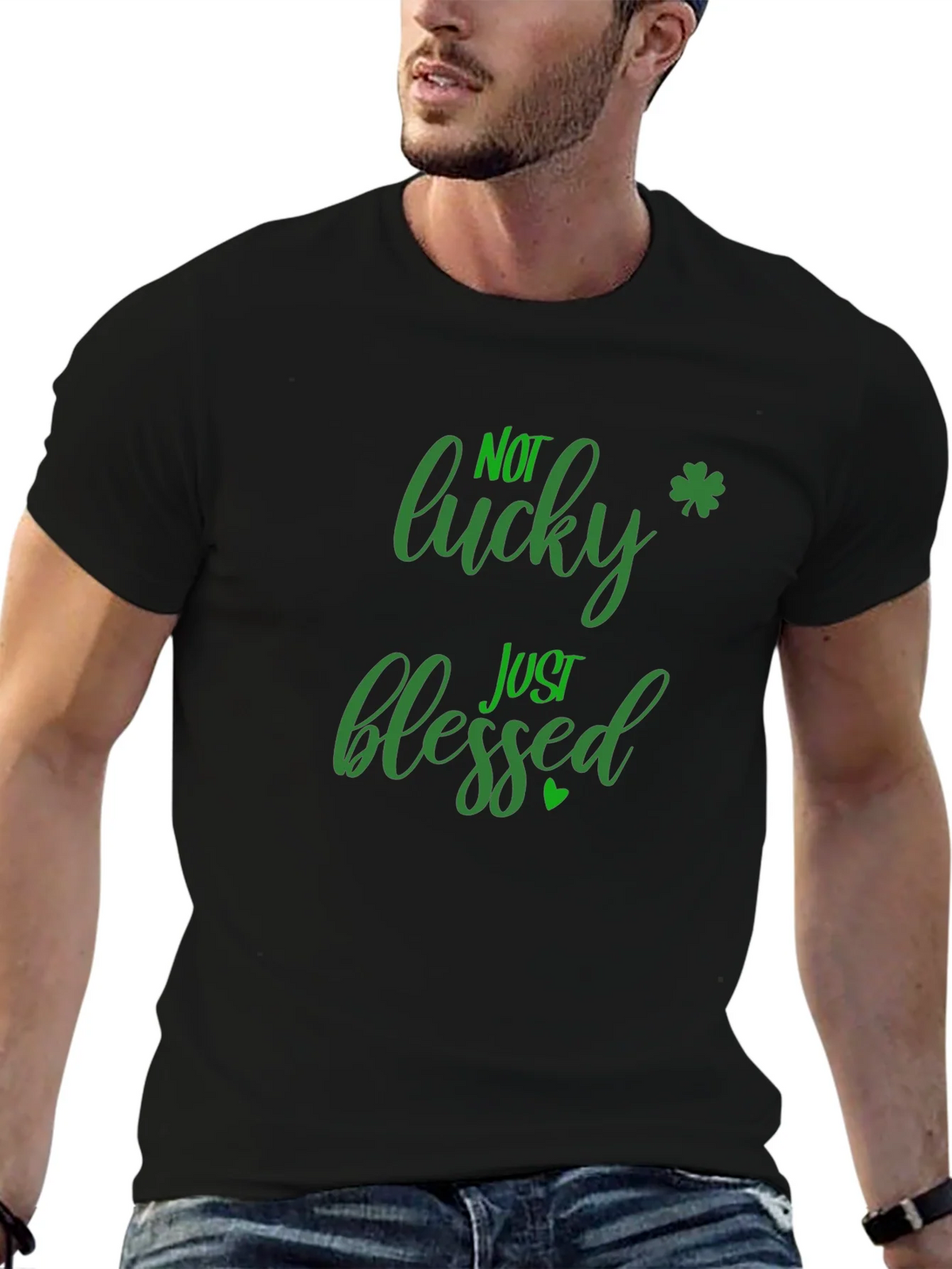 Not Lucky Just Blessed St. Patricks Day Black T-Shirt product image 6