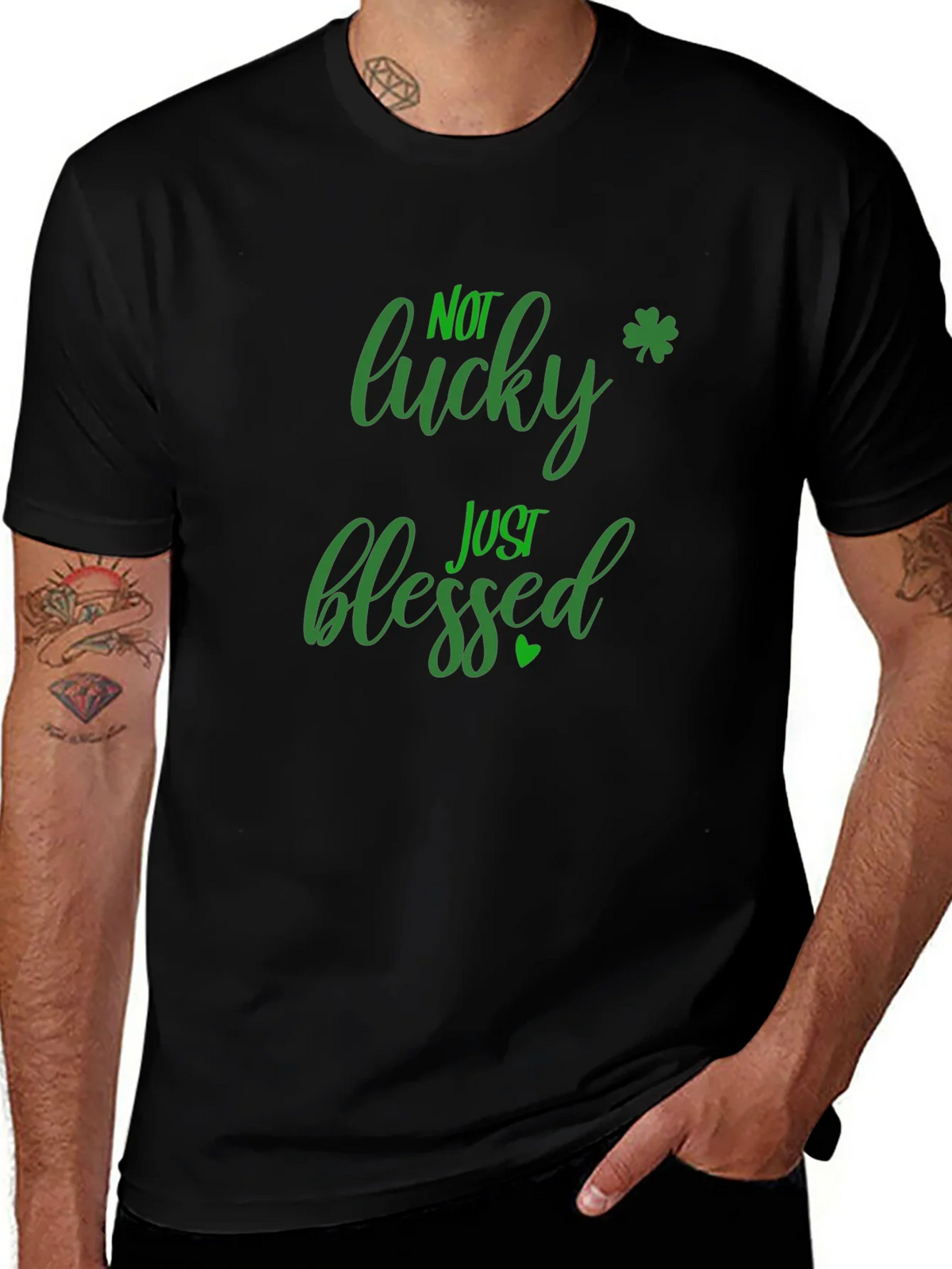 Not Lucky Just Blessed St. Patricks Day Black T-Shirt product image 1