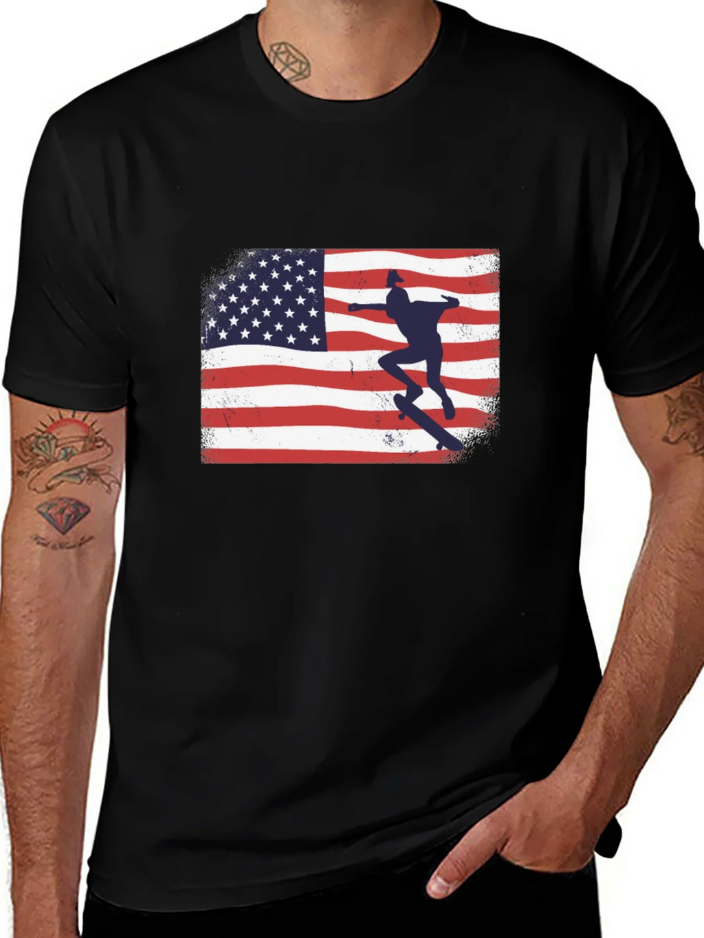 American Flag Skateboarder Graphic T-Shirt product image 1