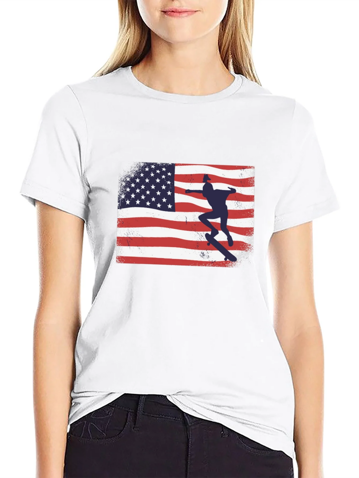 American Flag Skateboarder Graphic T-Shirt product image 3