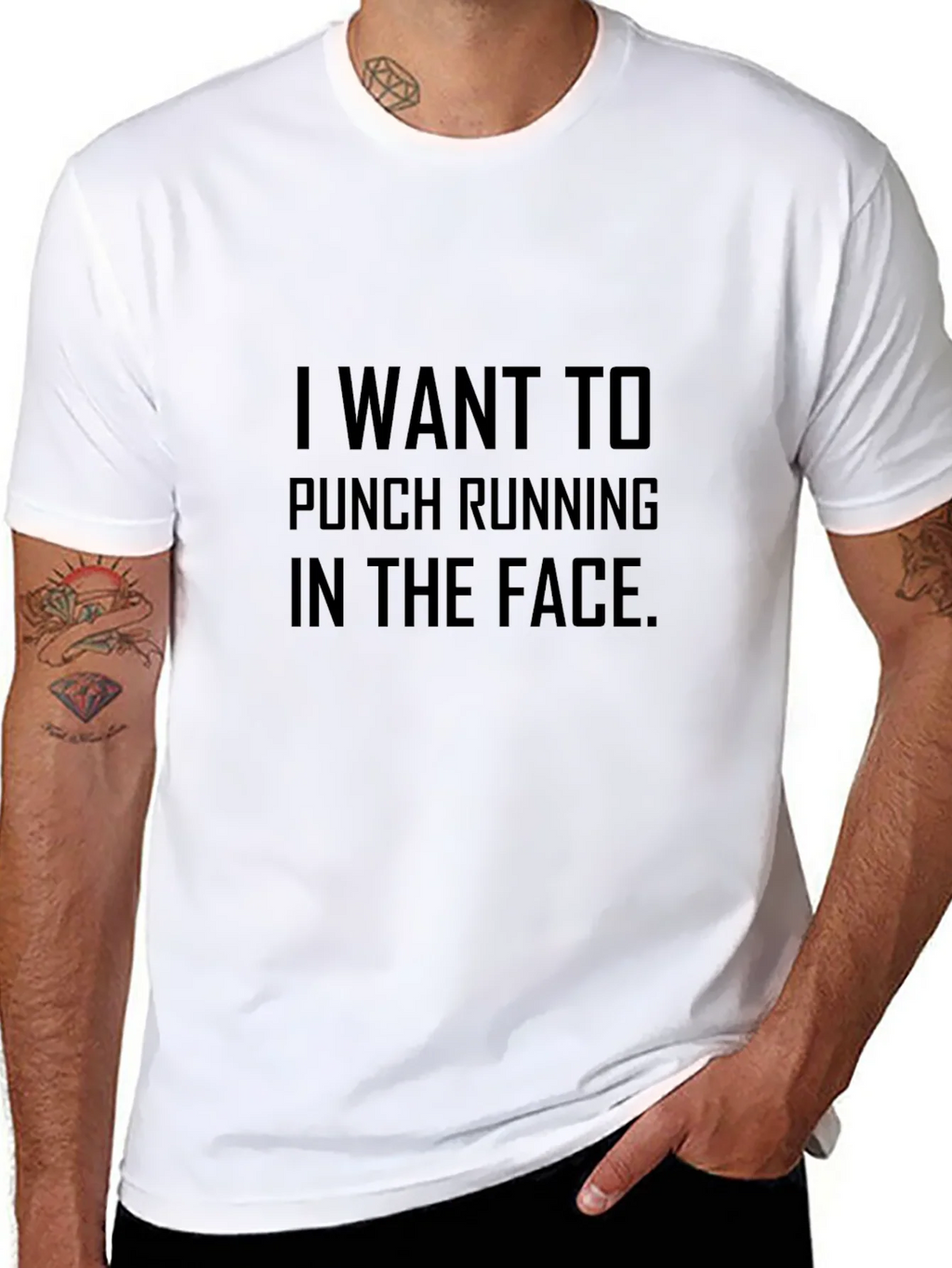 Funny I Want To Punch Running In The Face Black T-Shirt product image 7
