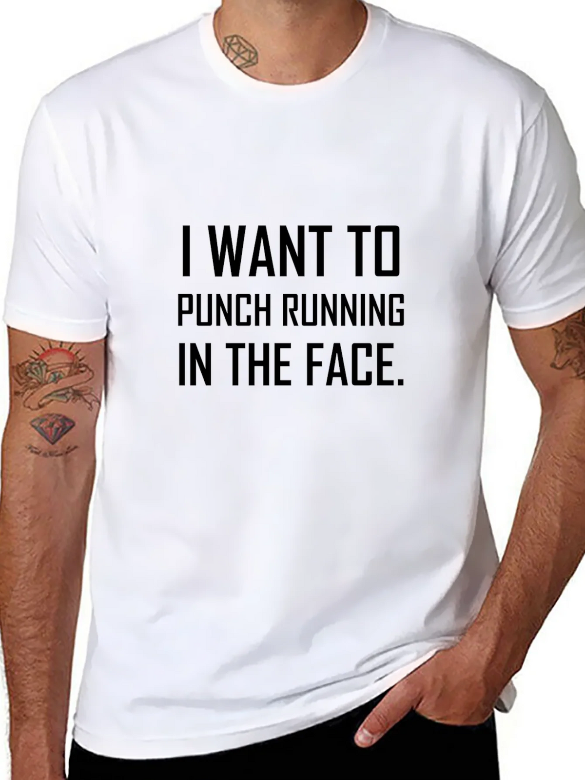 Funny I Want To Punch Running In The Face Black T-Shirt product image 7