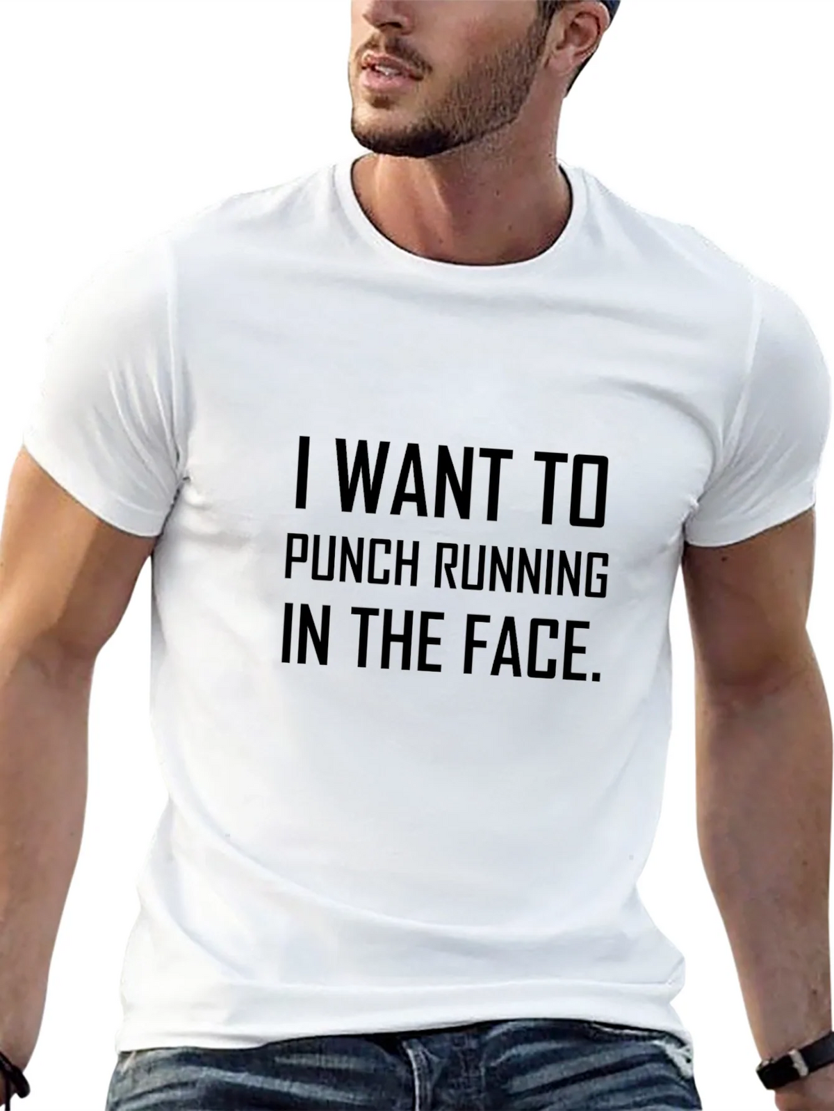 Funny I Want To Punch Running In The Face Black T-Shirt product image 10