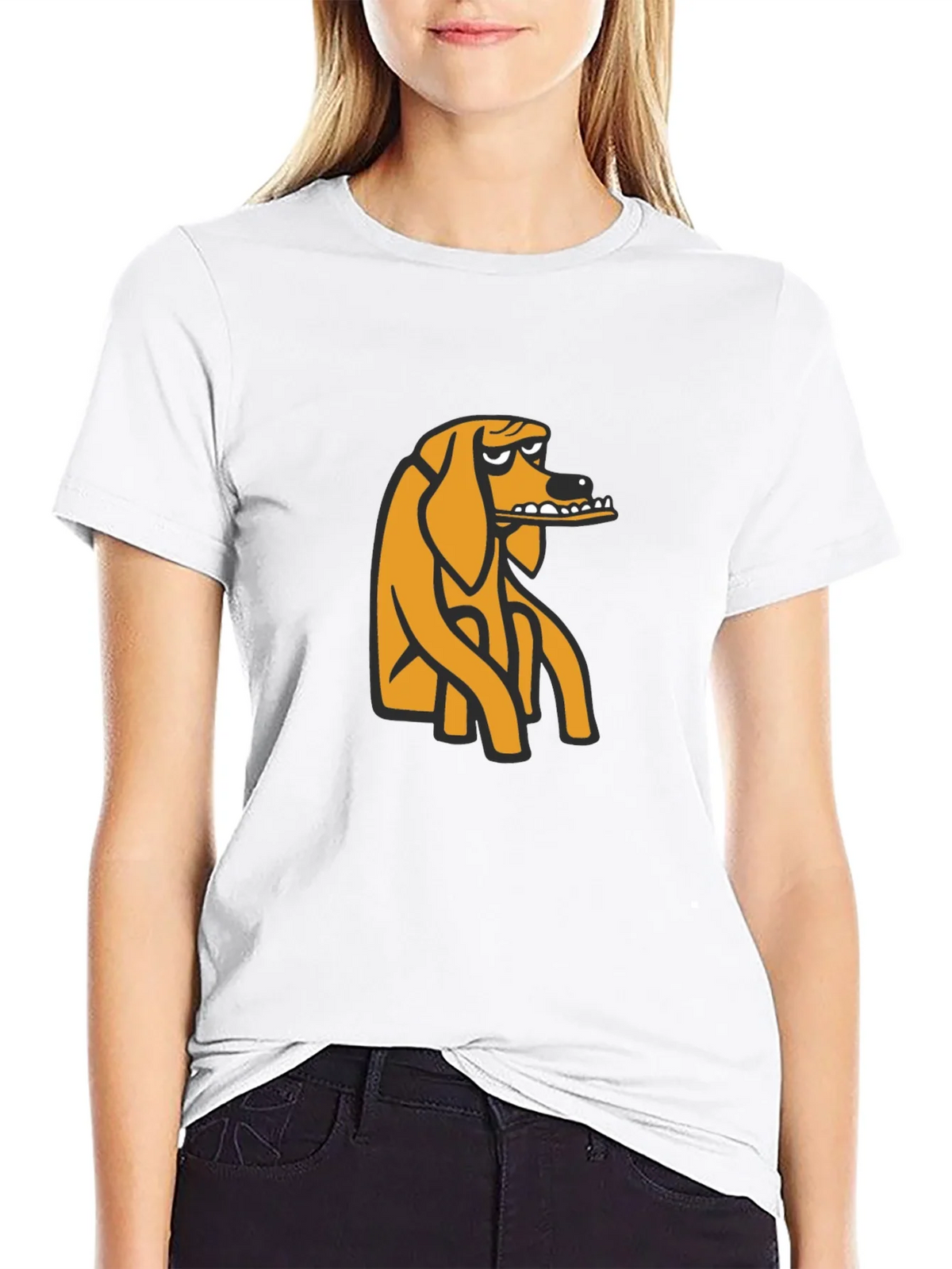 Black T-Shirt with Cartoon Dog Graphic product image 8