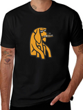 Black T-Shirt with Cartoon Dog Graphic product image 1