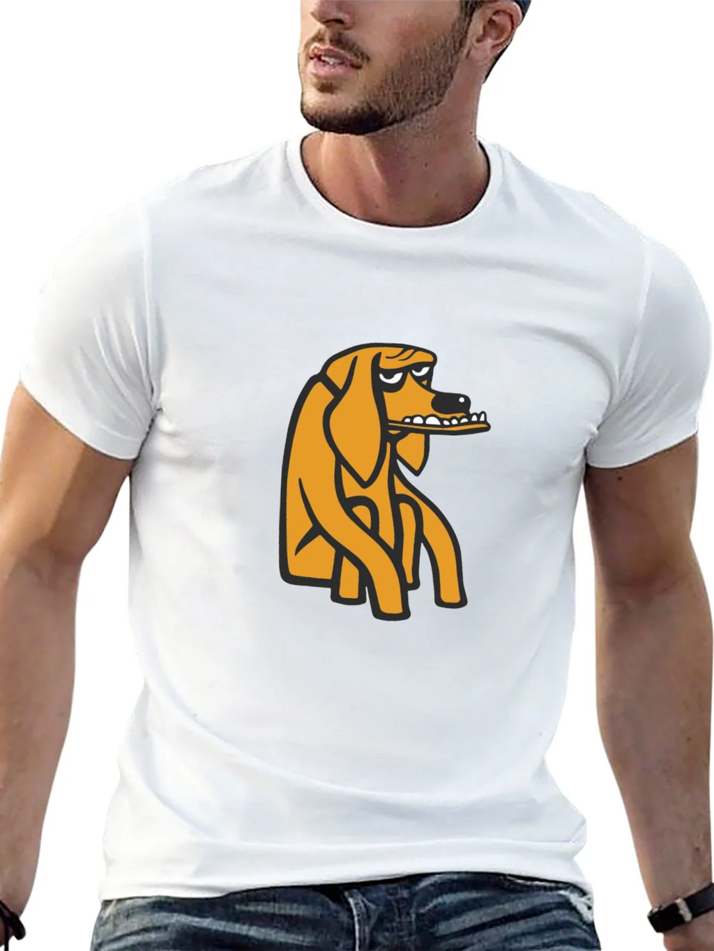 Black T-Shirt with Cartoon Dog Graphic product image 12