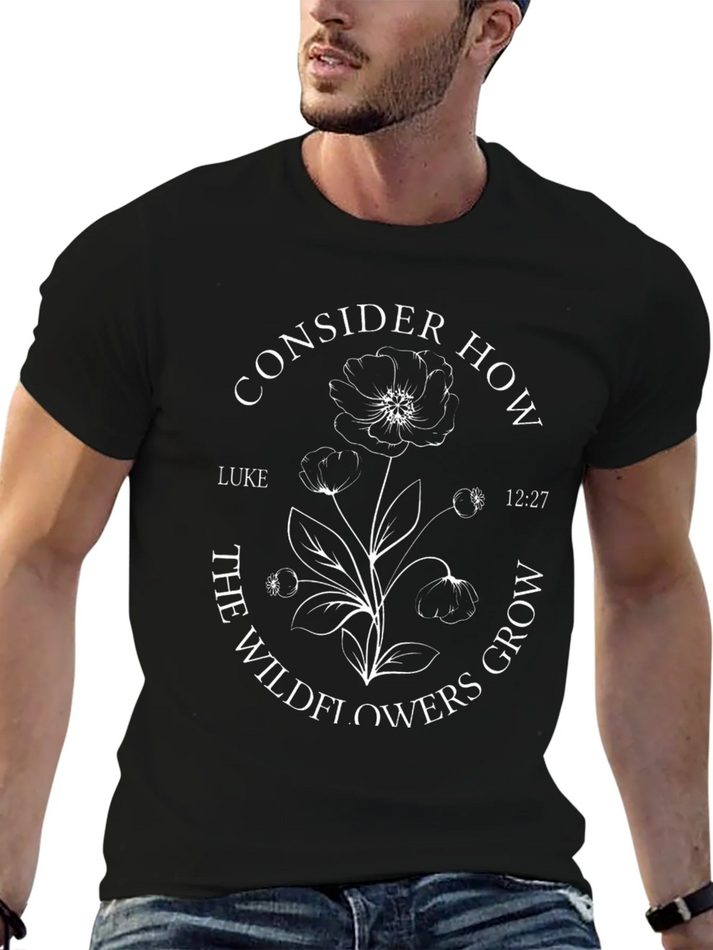 Consider How The Wildflowers Grow Black T-Shirt product image 5