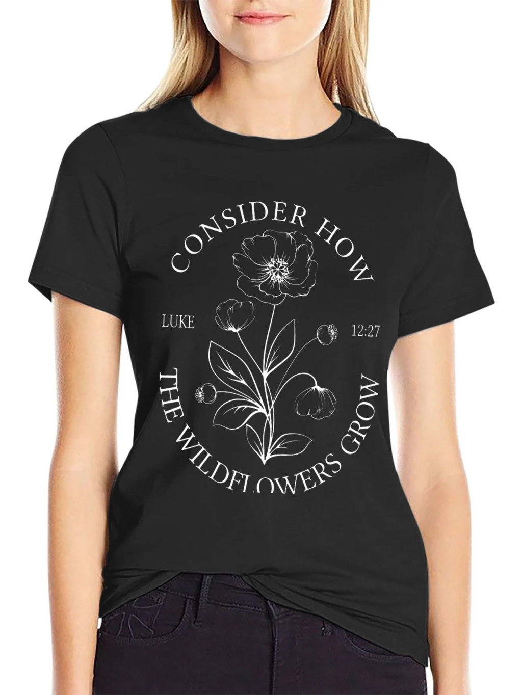 Consider How The Wildflowers Grow Black T-Shirt product image 2