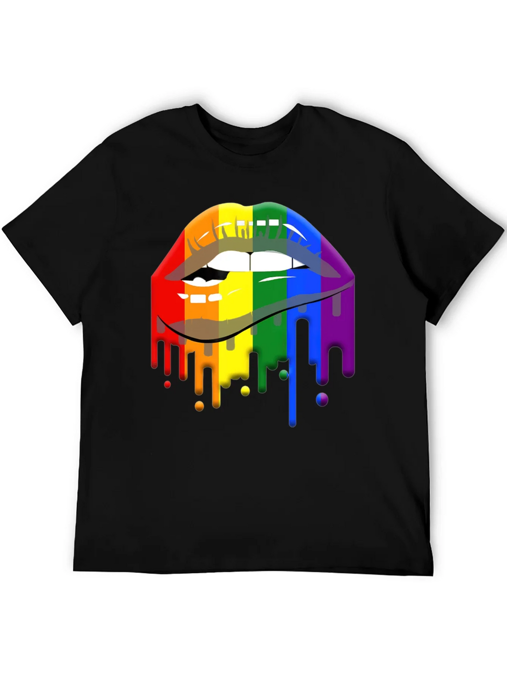 Pride Lips Graphic Tee - Rainbow Drip Design product image 5