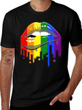 Pride Lips Graphic Tee - Rainbow Drip Design product image 1