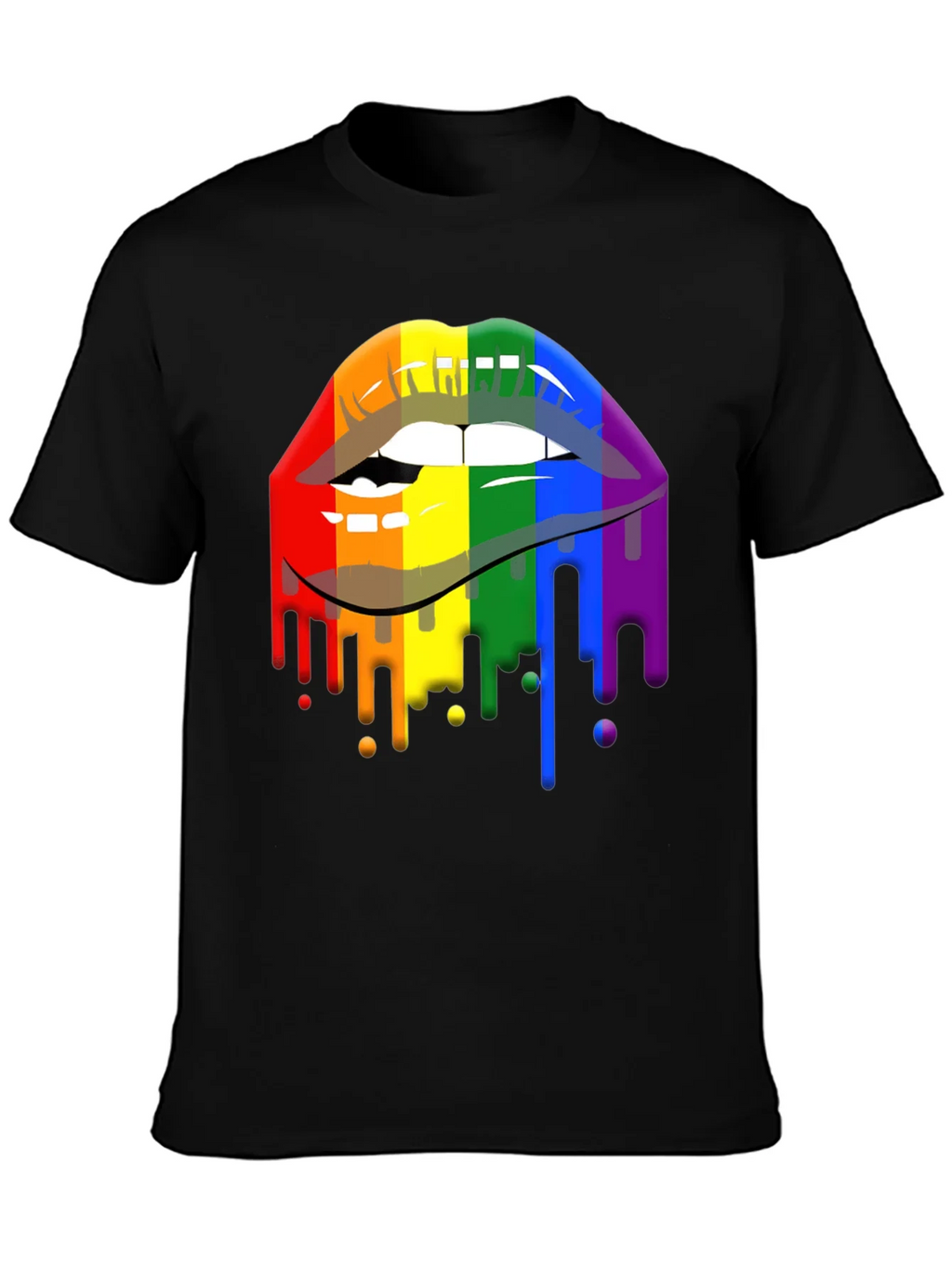 Pride Lips Graphic Tee - Rainbow Drip Design product image 3