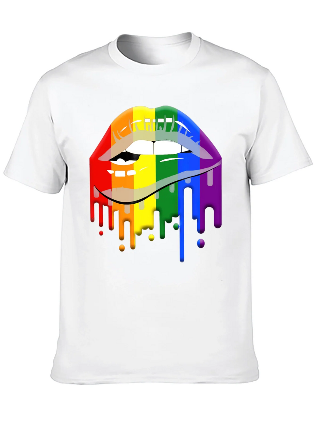Pride Lips Graphic Tee - Rainbow Drip Design product image 9
