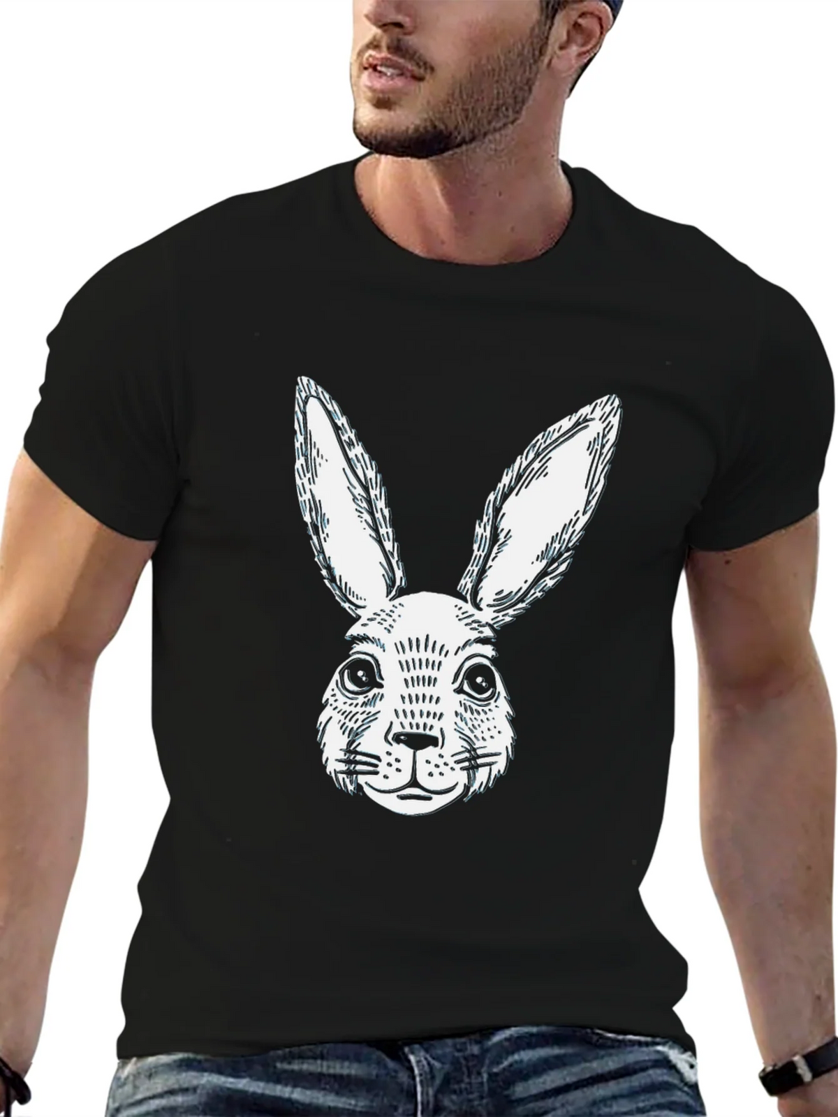 Black Rabbit Graphic T-Shirt | Casual Cotton Tee product image 6