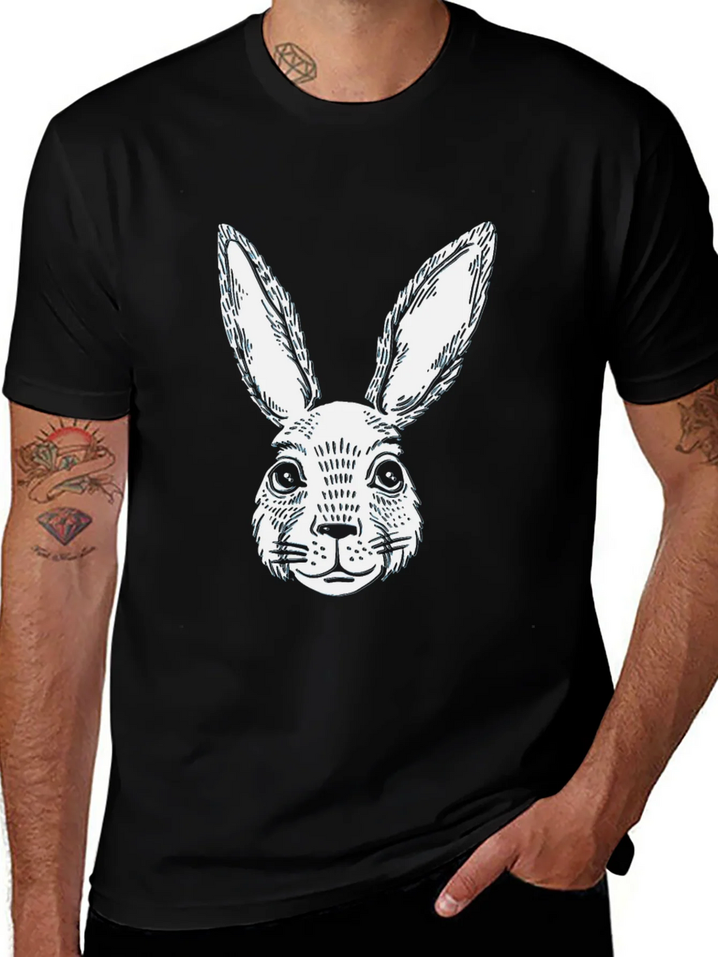 Black Rabbit Graphic T-Shirt | Casual Cotton Tee product image 1