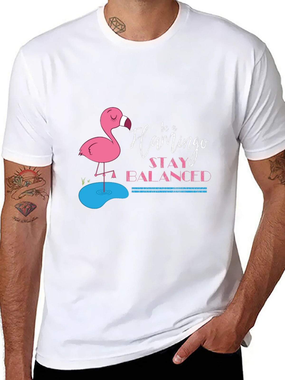 Be a Flamingo Stay Balanced Black T-Shirt product image 3