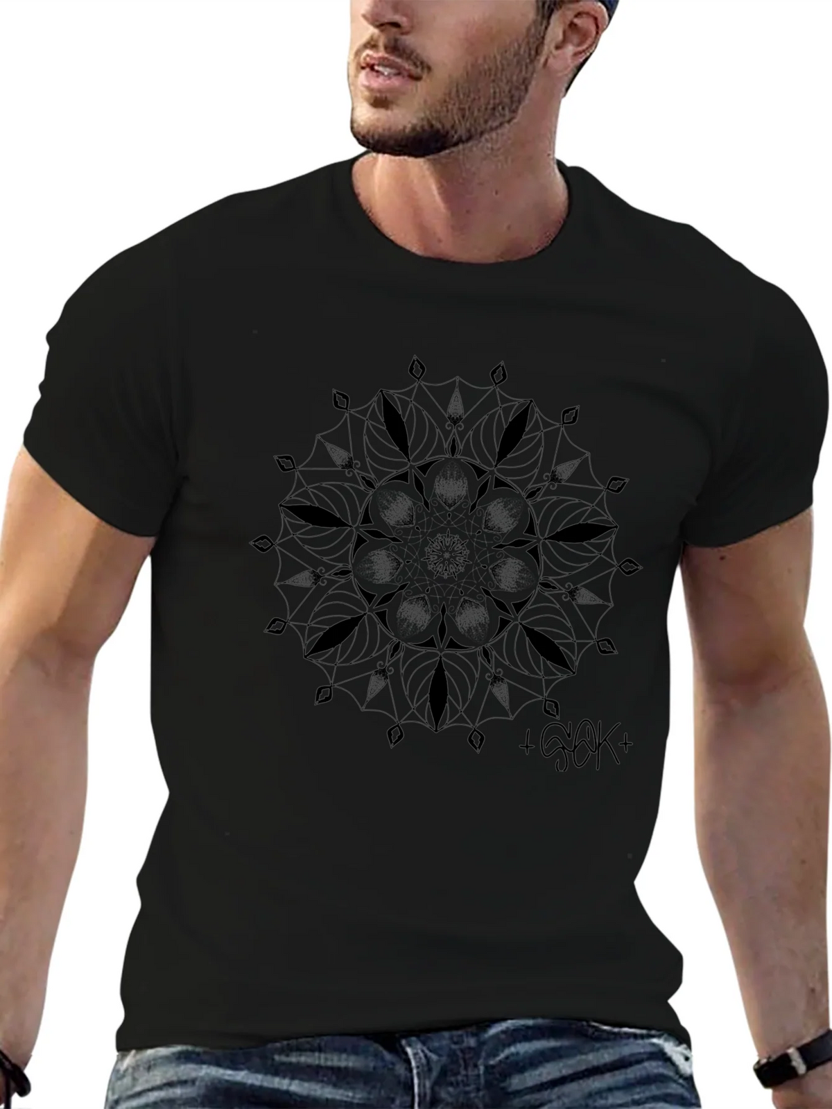 Geometric Mandala Graphic Black T-Shirt product image 5