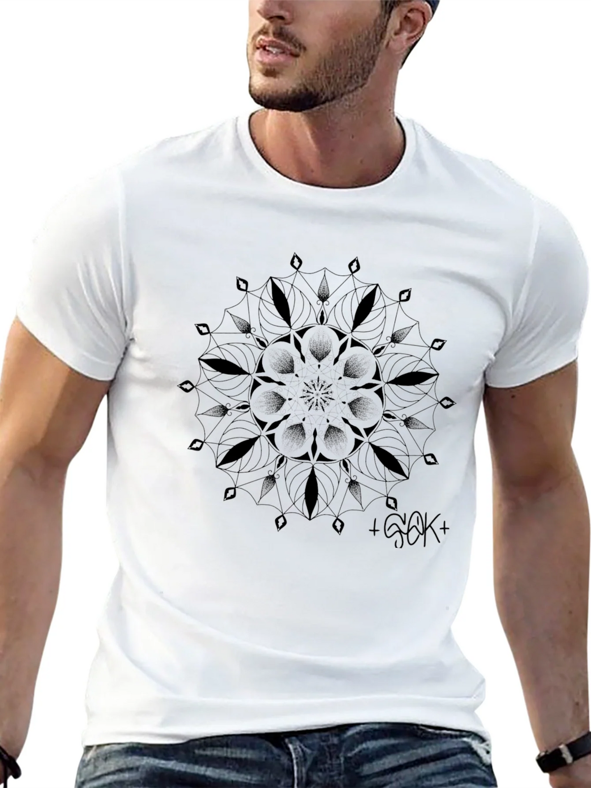 Geometric Mandala Graphic Black T-Shirt product image 11