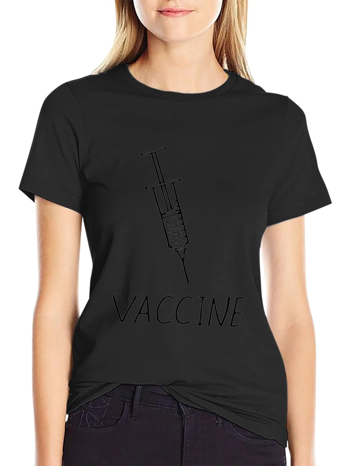 Vaccine Syringe Graphic Tee - Black Unisex T-Shirt product image 2