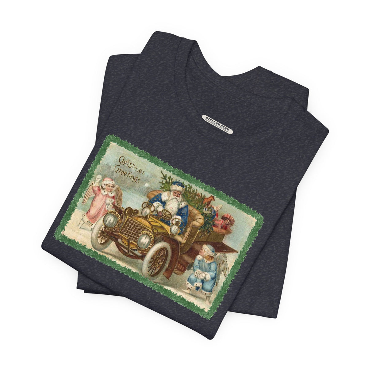 Snowball Fighting Angels with Santa 1900s Vintage Graphic product image 4