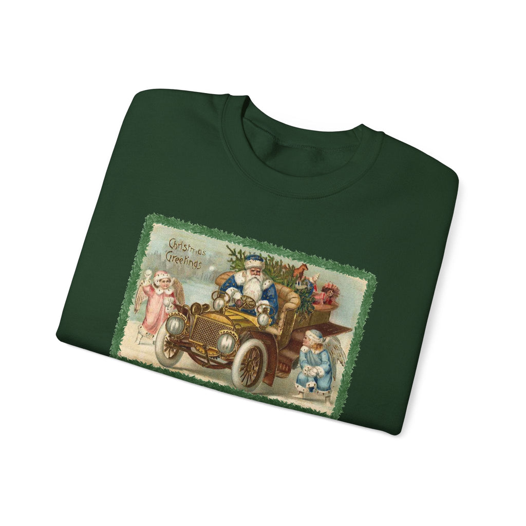 Snowball Fighting Angels with Santa 1900s Vintage Graphic product image 3