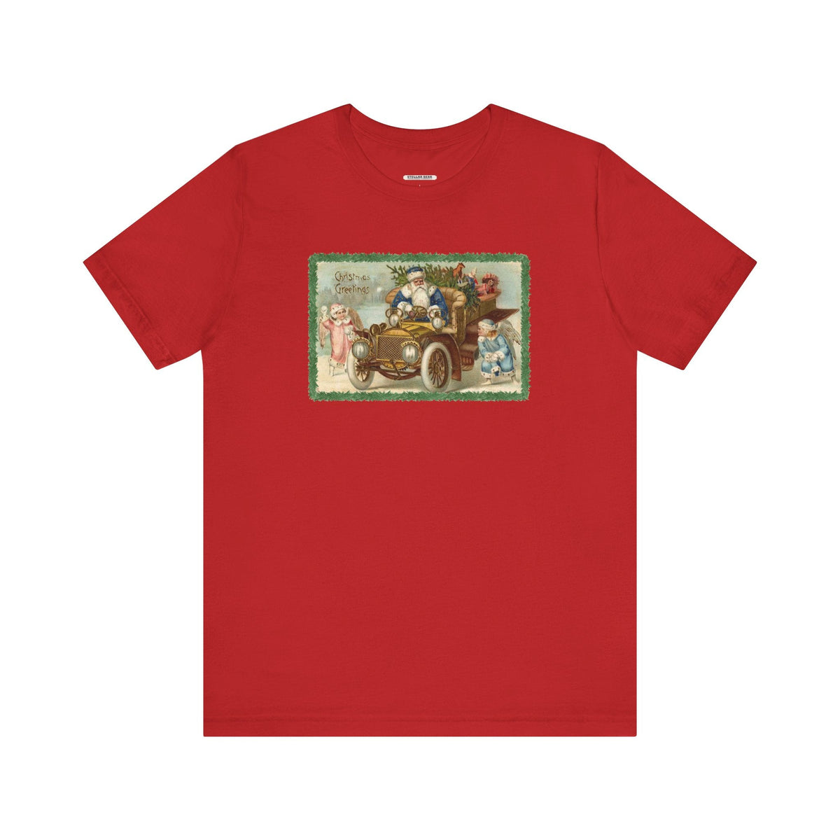 Snowball Fighting Angels with Santa 1900s Vintage Graphic product image 5