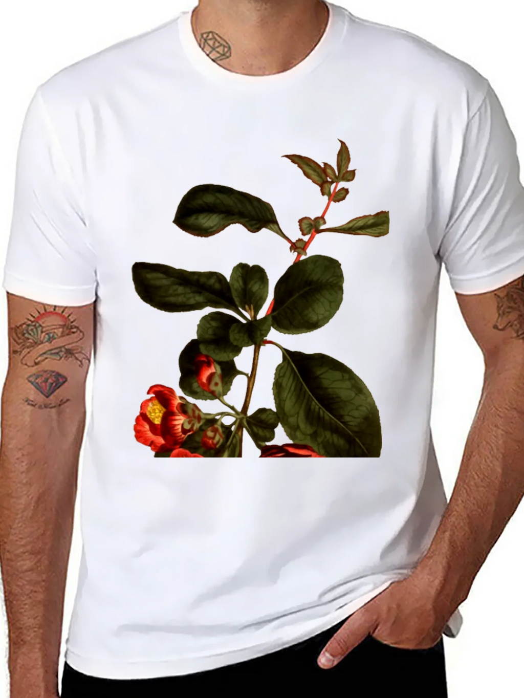 Botanical Print Black T-Shirt - Nature Inspired Tee product image 7