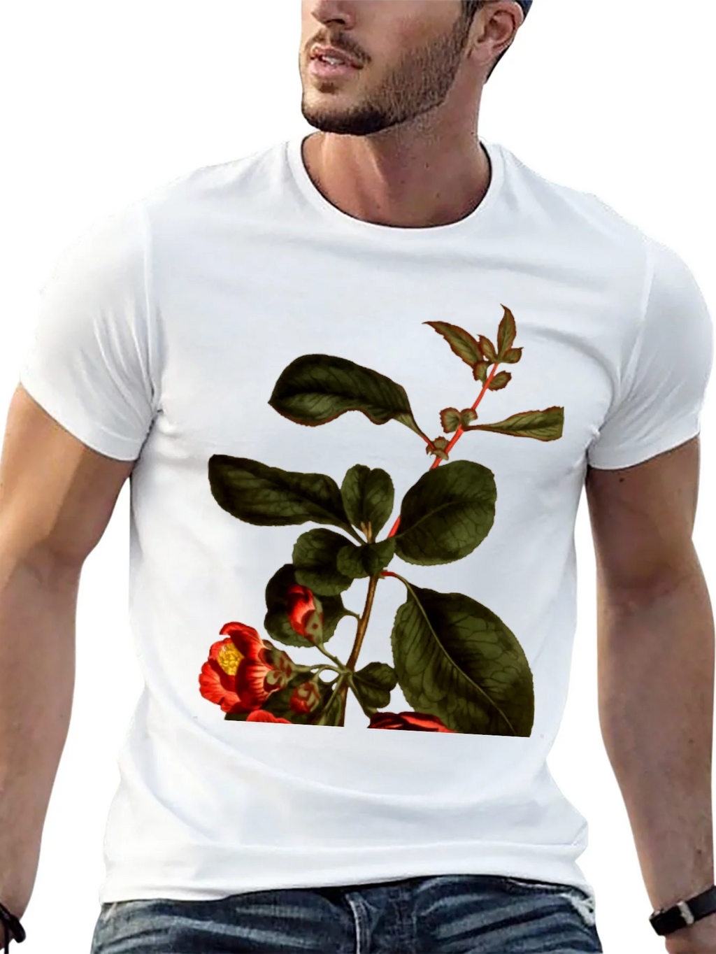 Botanical Print Black T-Shirt - Nature Inspired Tee product image 12