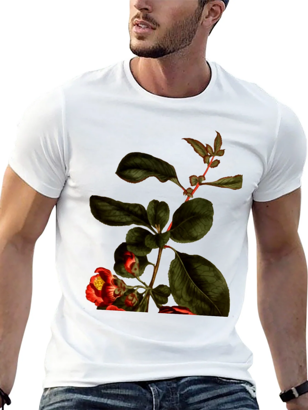Botanical Print Black T-Shirt - Nature Inspired Tee product image 12