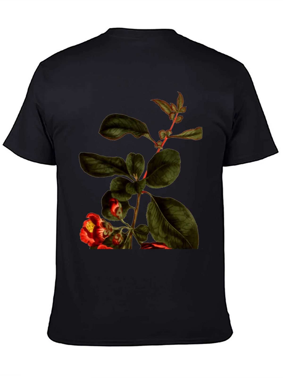 Botanical Print Black T-Shirt - Nature Inspired Tee product image 4
