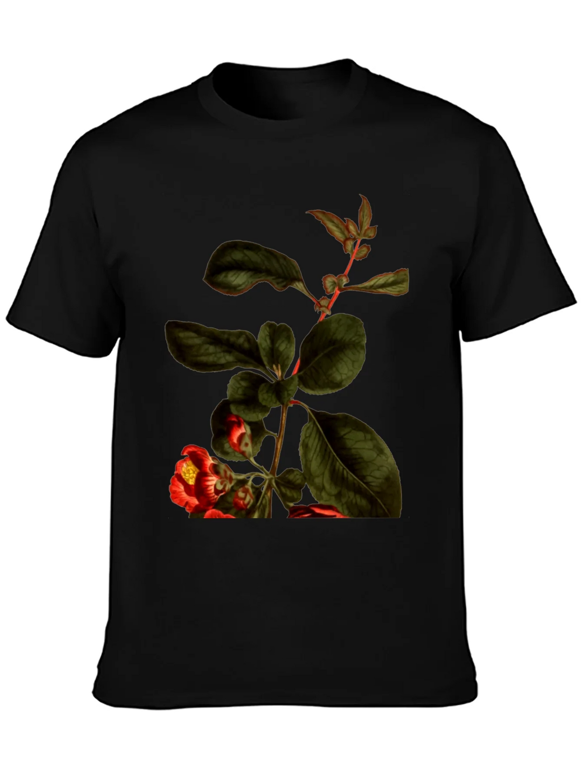 Botanical Print Black T-Shirt - Nature Inspired Tee product image 3