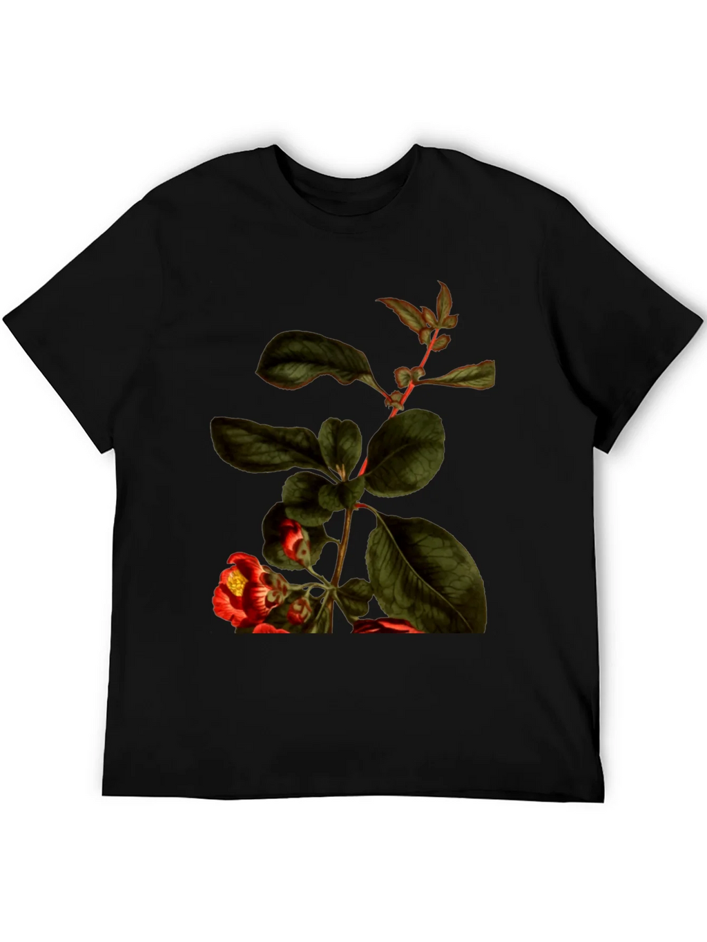 Botanical Print Black T-Shirt - Nature Inspired Tee product image 5