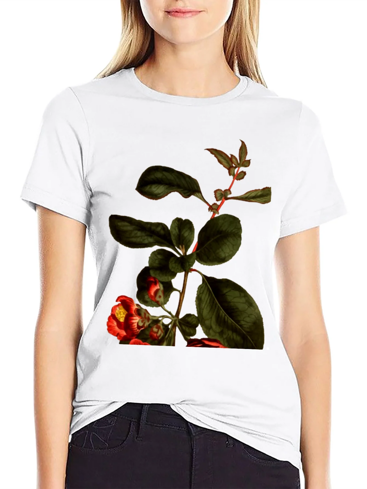 Botanical Print Black T-Shirt - Nature Inspired Tee product image 8