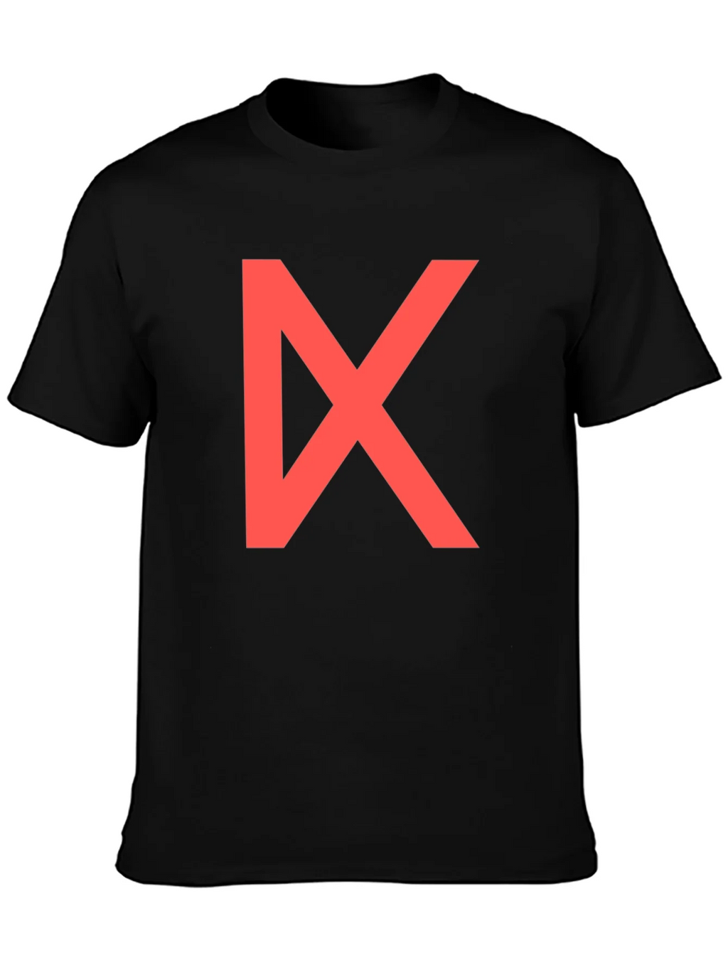 Bold Red Geometric Graphic Print Black T-Shirt product image 3