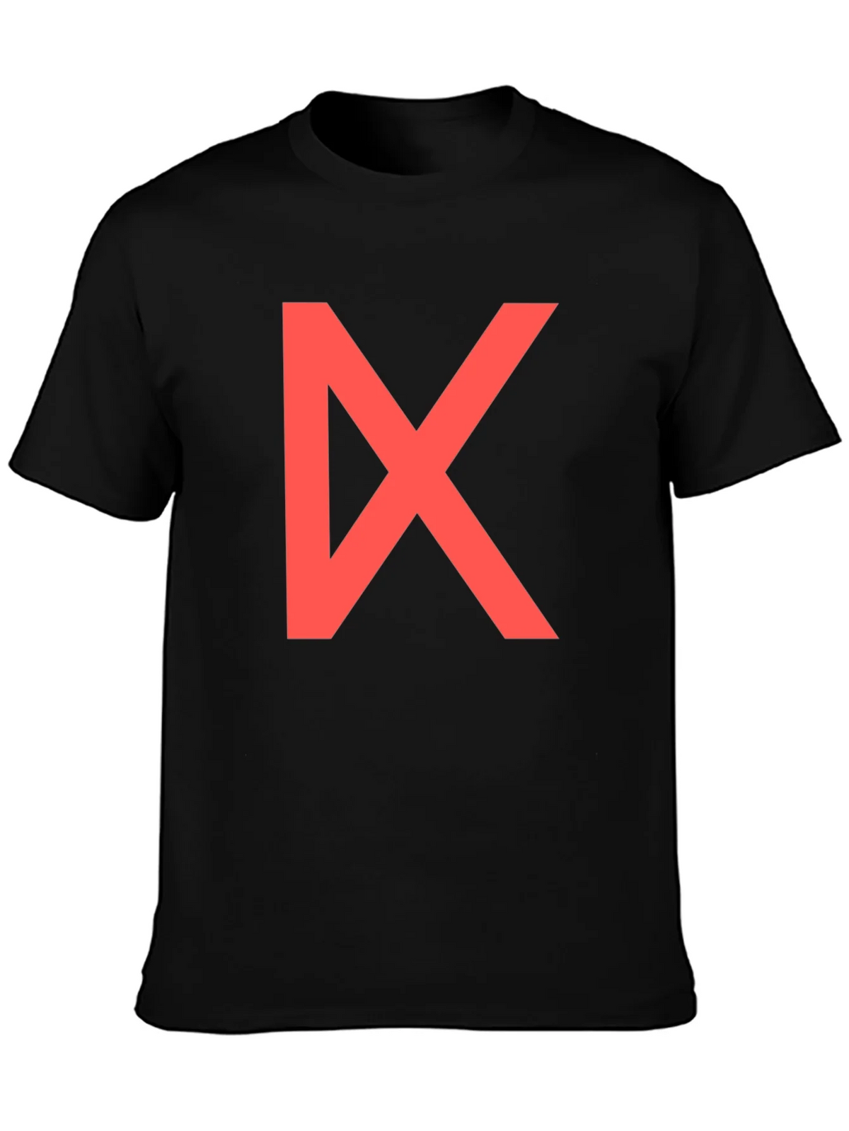 Bold Red Geometric Graphic Print Black T-Shirt product image 3