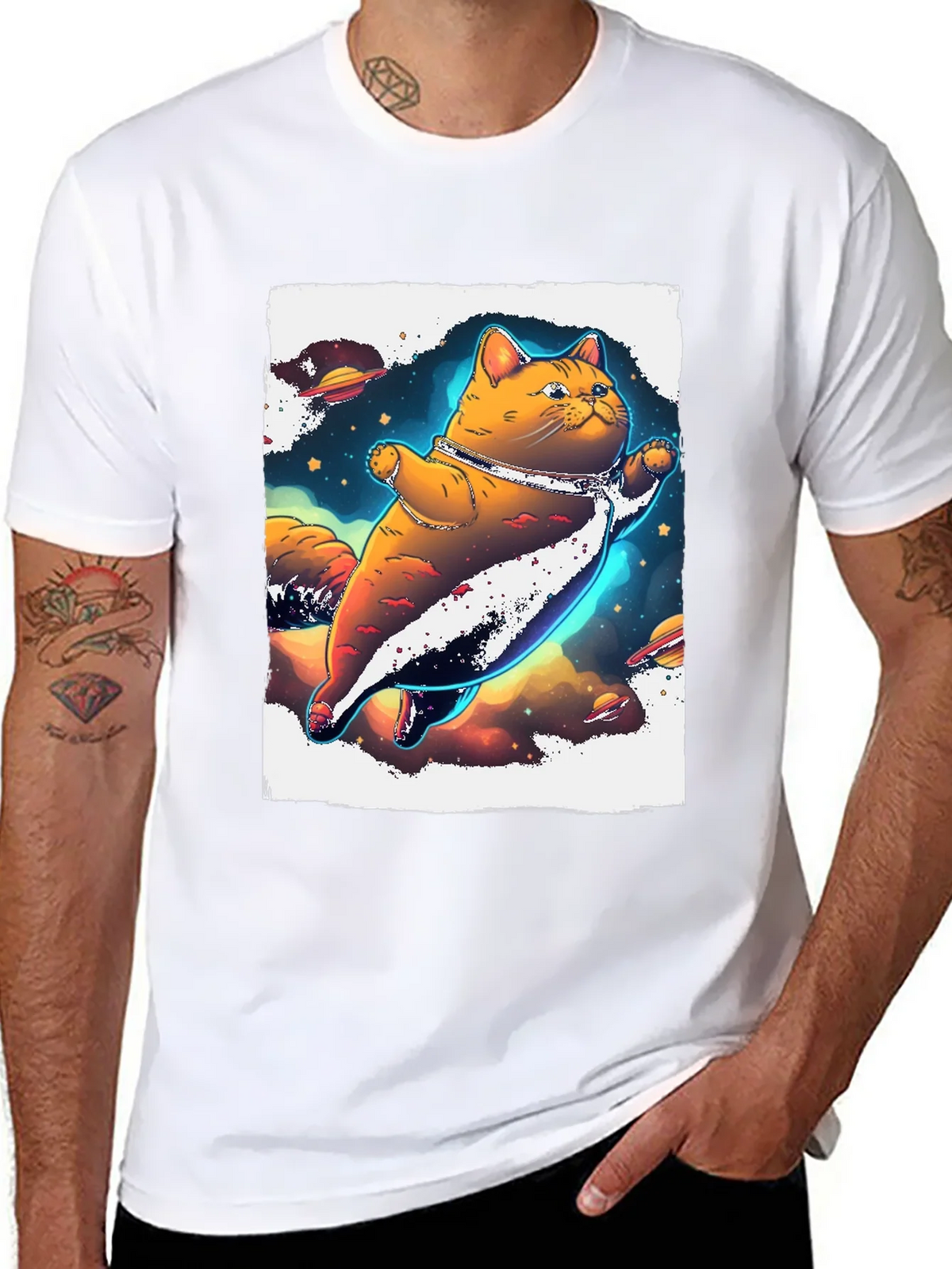 Space Cat T-Shirt - Black Unique Design product image 5