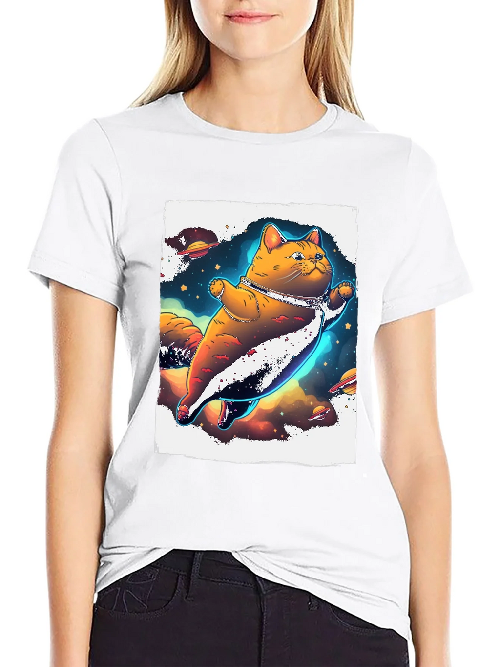 Space Cat T-Shirt - Black Unique Design product image 6