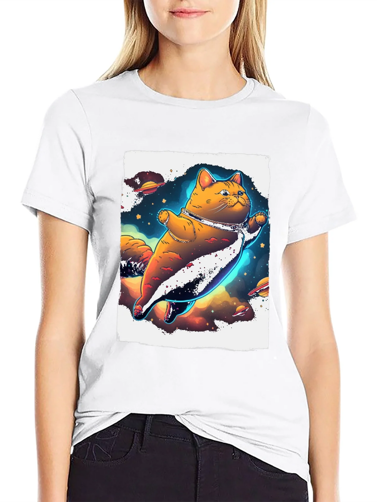 Space Cat T-Shirt - Black Unique Design product image 6
