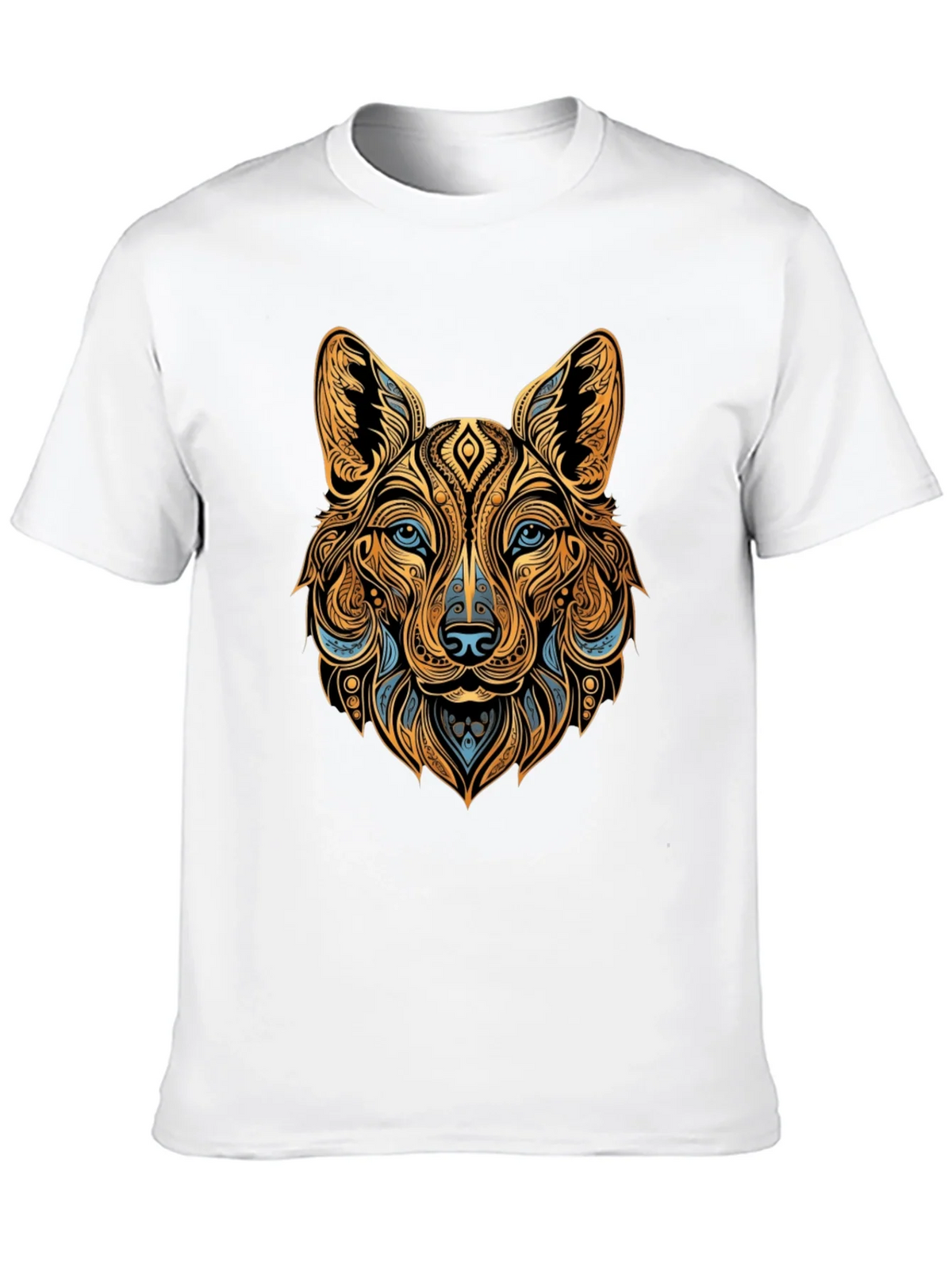 Tribal Wolf Graphic Black Tee - Unique Animal Print product image 5
